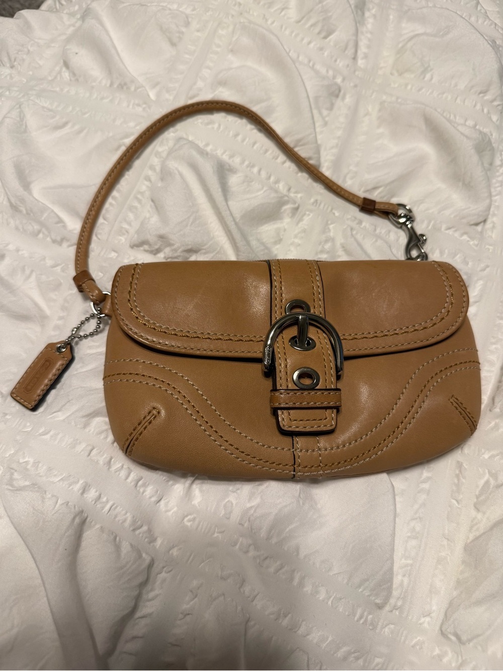 Coach Cognac Leather Buckle Wristlet Clutch - SoHo